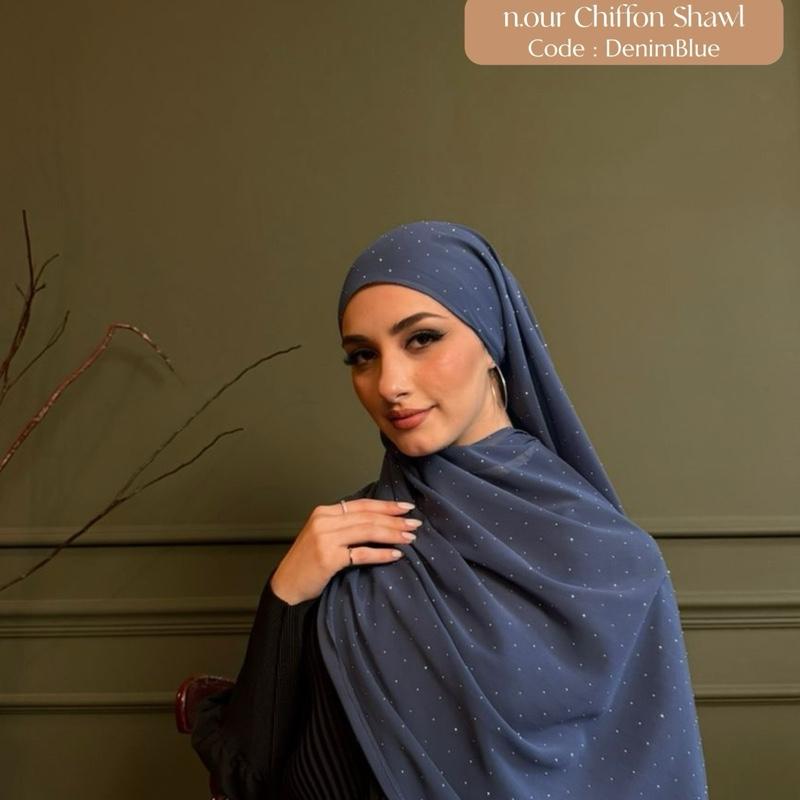 n.our Chiffon Silk Shawl stone and plain