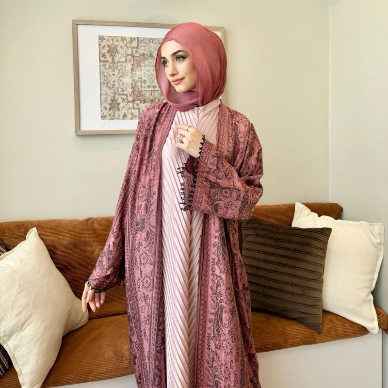Marwa Abaya - Pashmina Cardigan Style Pleated Inner