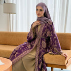 Marwa Pashmina Abaya - Cardigan style with Pleated Inner by n.our