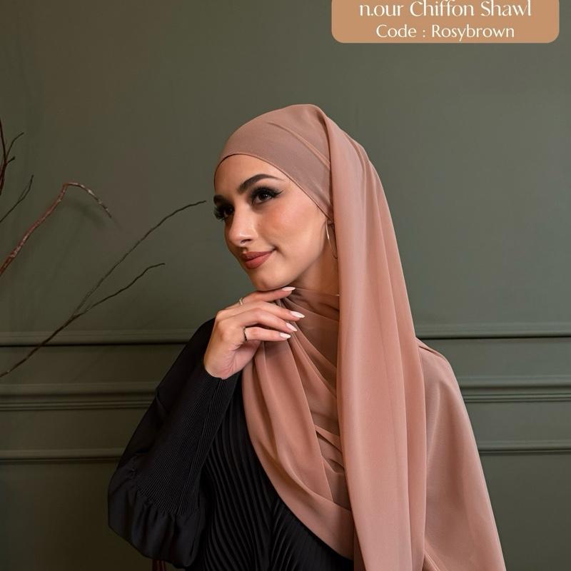 n.our Chiffon Silk Shawl stone and plain