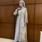Marwa Pashmina Abaya - Cardigan style with Pleated Inner by n.our