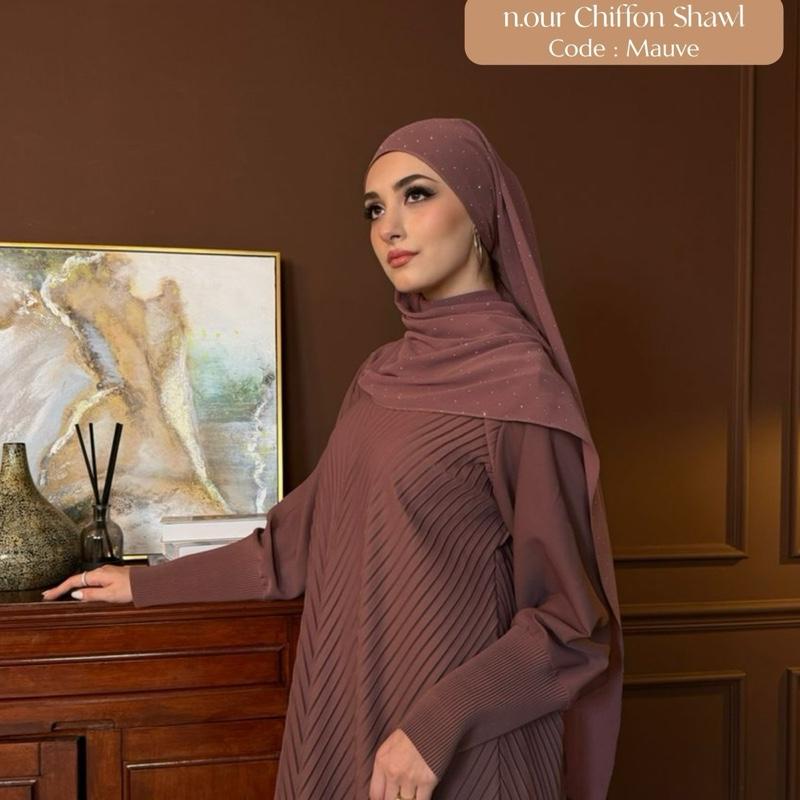 n.our Chiffon Silk Shawl stone and plain