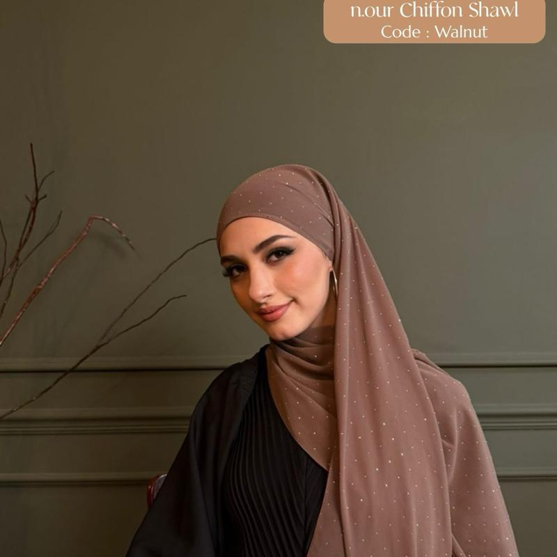 n.our Chiffon Silk Shawl stone and plain