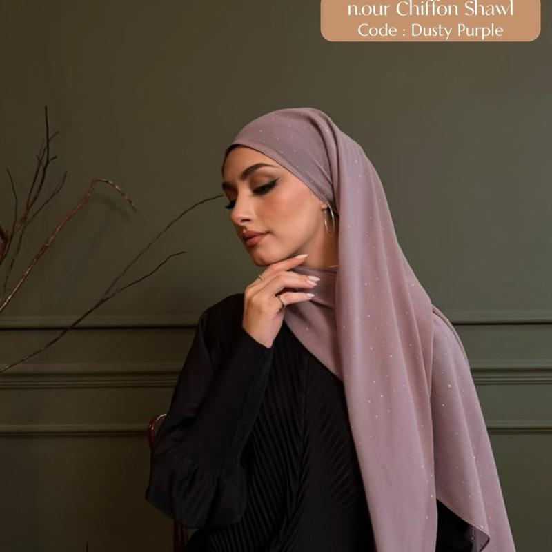 n.our Chiffon Silk Shawl stone and plain