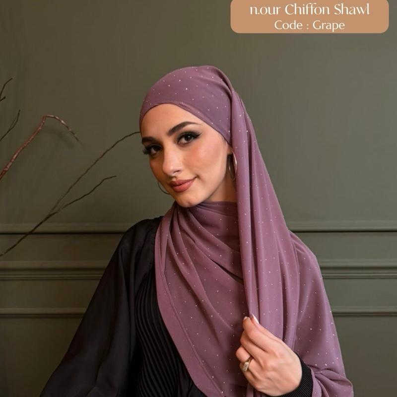 n.our Chiffon Silk Shawl stone and plain