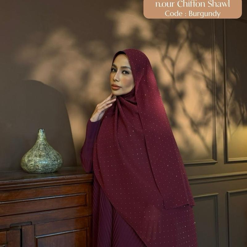 n.our Chiffon Silk Shawl stone and plain