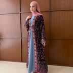 Marwa Pashmina Abaya - Cardigan style with Pleated Inner by n.our