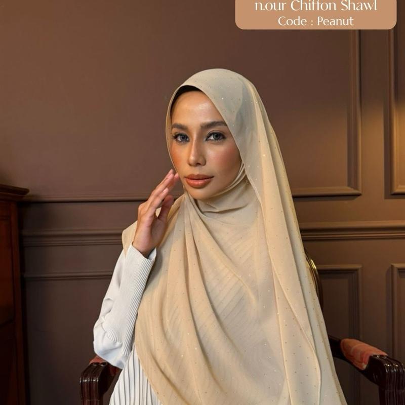 n.our Chiffon Silk Shawl stone and plain