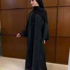 Marwa Pashmina Abaya - Cardigan style with Pleated Inner by n.our