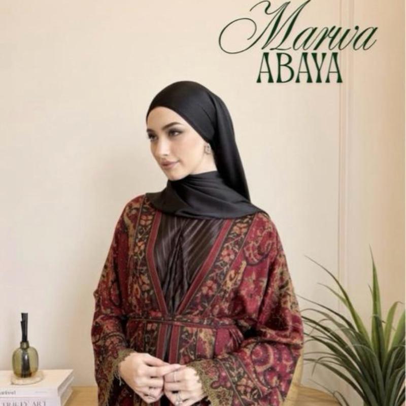 Marwa Pashmina Abaya - Cardigan style with Pleated Inner by n.our
