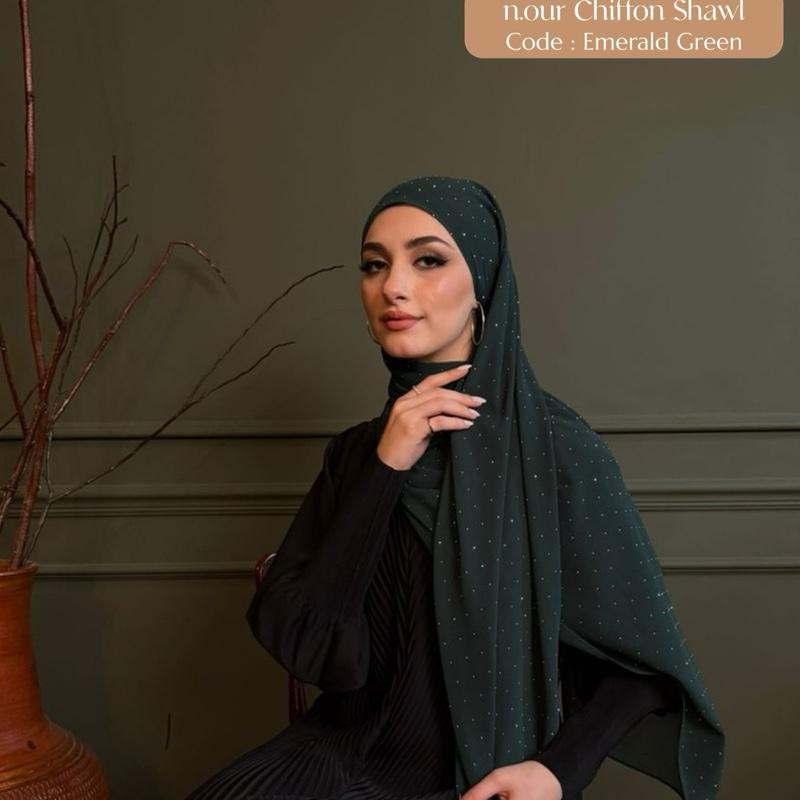 n.our Chiffon Silk Shawl stone and plain