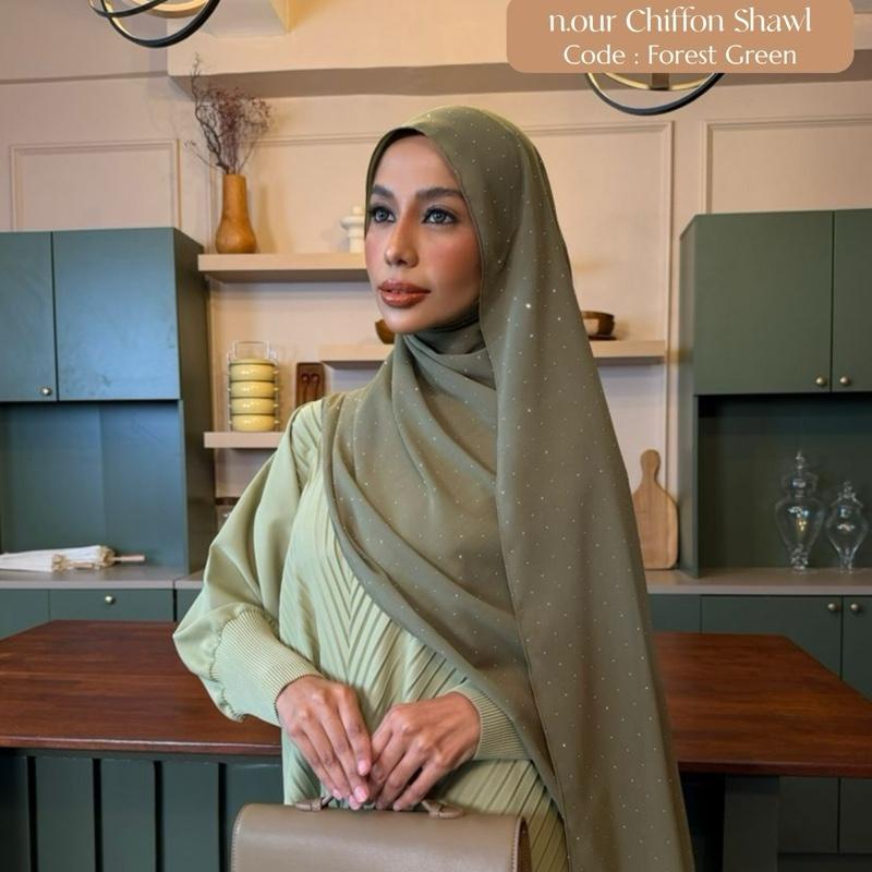 n.our Chiffon Silk Shawl stone and plain