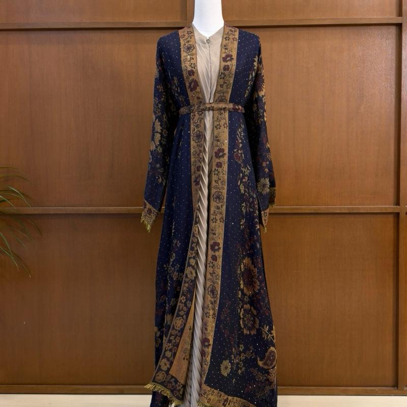 Marwa Pashmina Abaya - Cardigan style with Pleated Inner by n.our