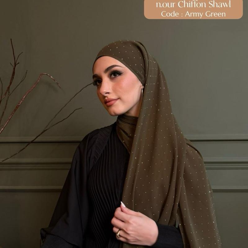 n.our Chiffon Silk Shawl stone and plain