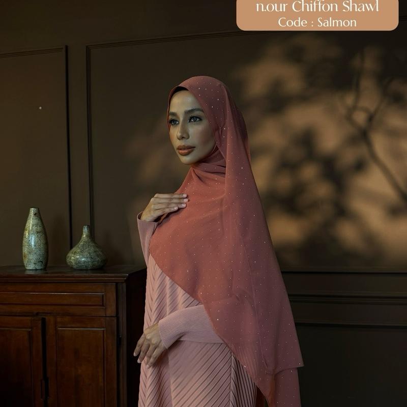 n.our Chiffon Silk Shawl stone and plain