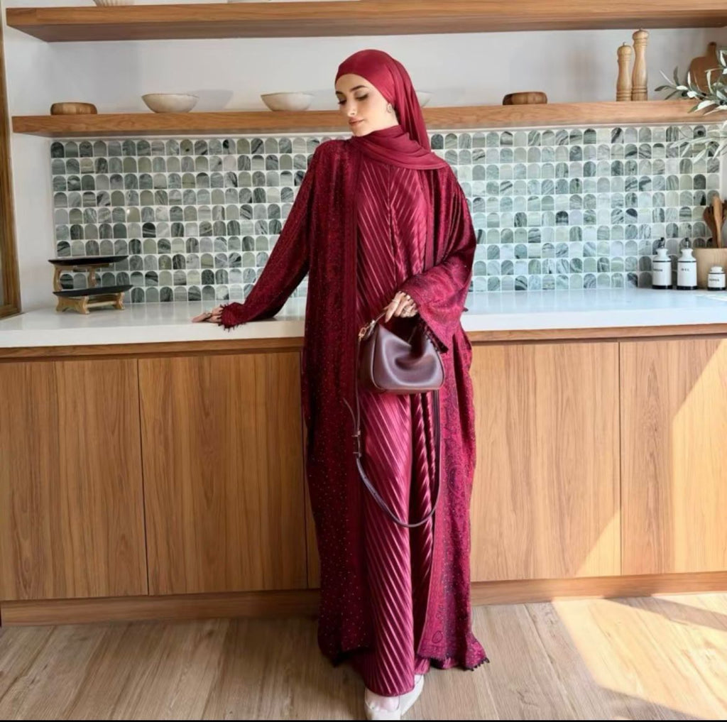 Marwa Abaya - Pashmina Abaya Cardigan Style Pleated Inner by n.our