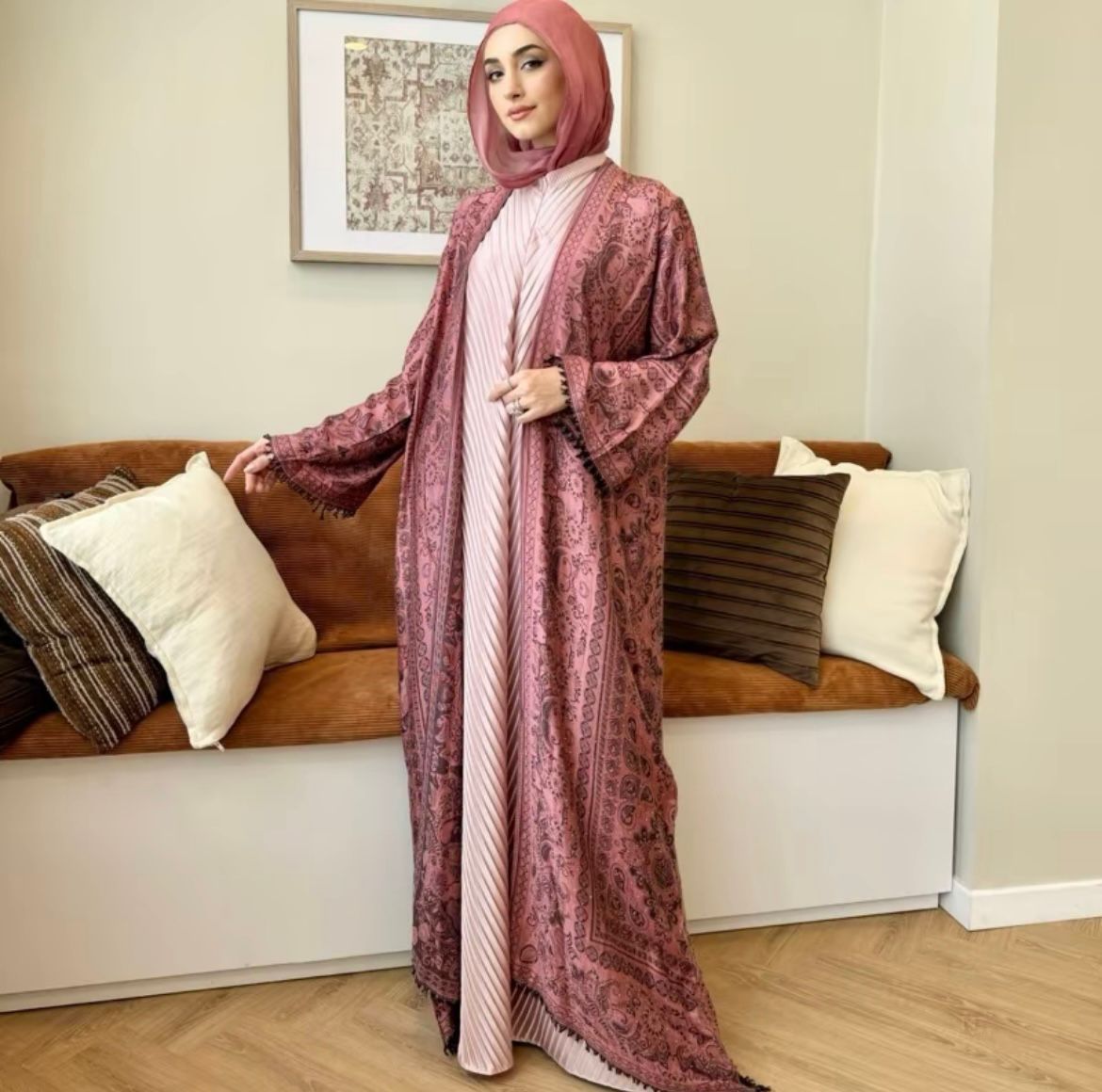 Marwa Abaya - Pashmina Abaya Cardigan Style Pleated Inner by n.our