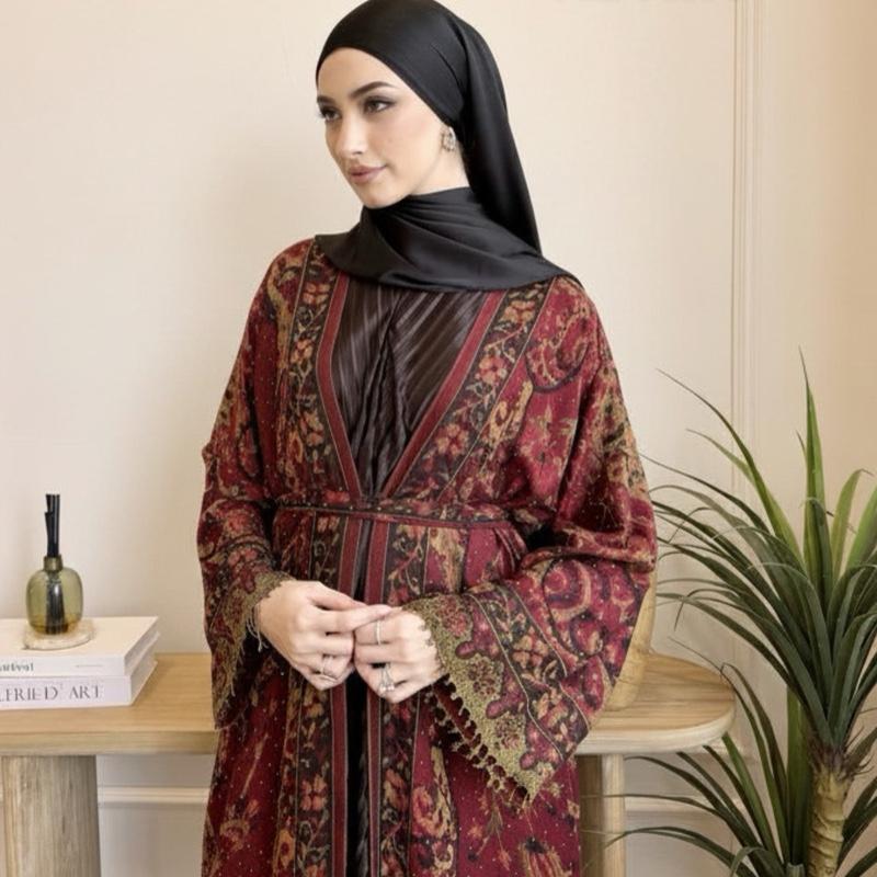 Marwa Abaya - Pashmina Cardigan Style Pleated Inner
