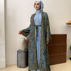 Marwa Pashmina Abaya - Cardigan style with Pleated Inner by n.our