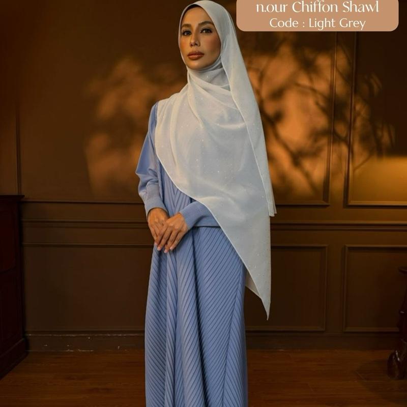 n.our Chiffon Silk Shawl stone and plain