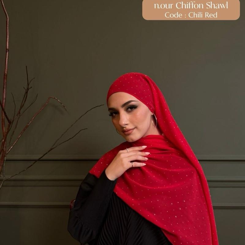 n.our Chiffon Silk Shawl stone and plain