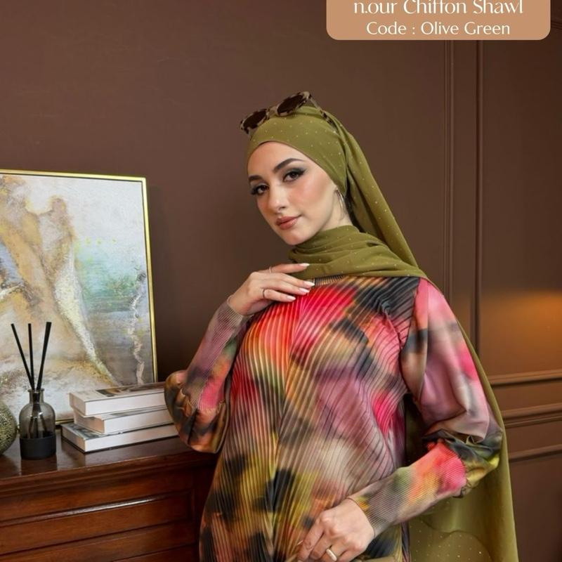 n.our Chiffon Silk Shawl stone and plain