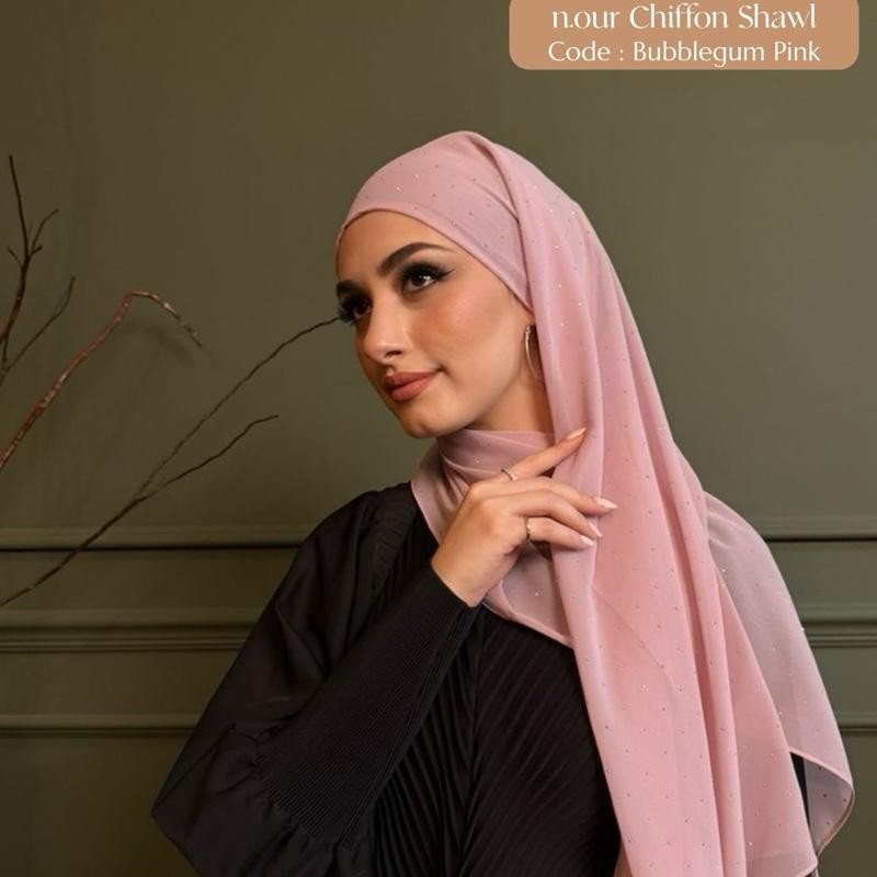 n.our Chiffon Silk Shawl stone and plain