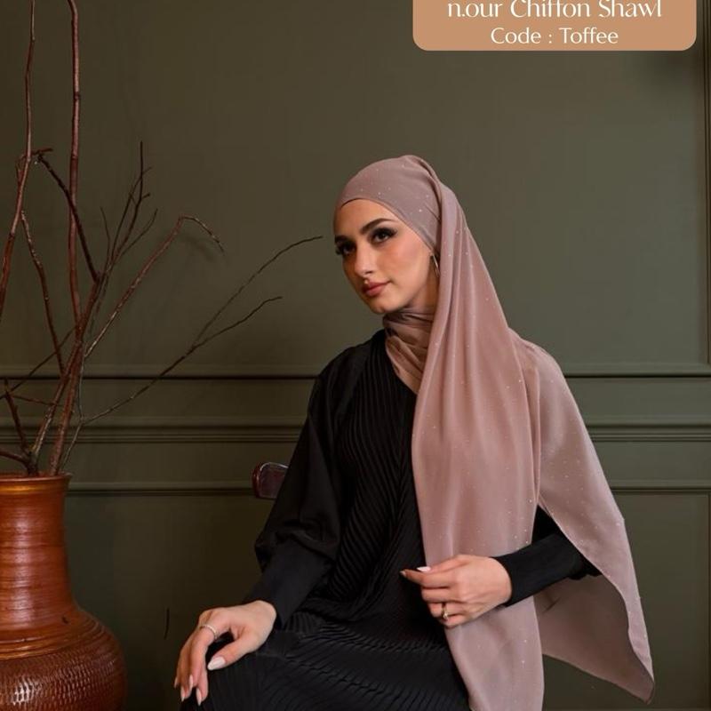 n.our Chiffon Silk Shawl stone and plain