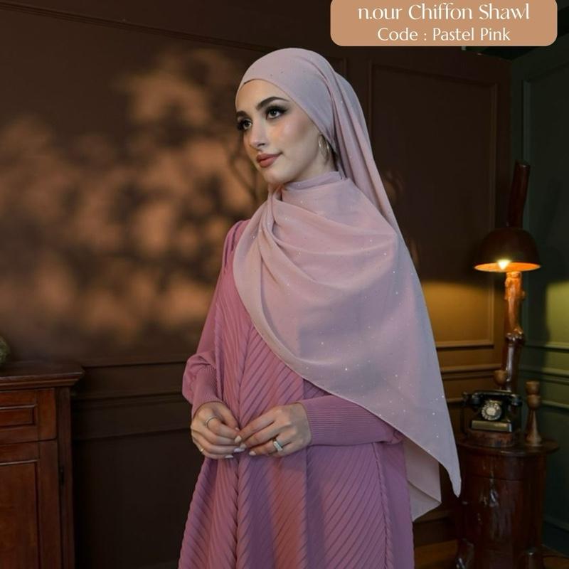 n.our Chiffon Silk Shawl stone and plain