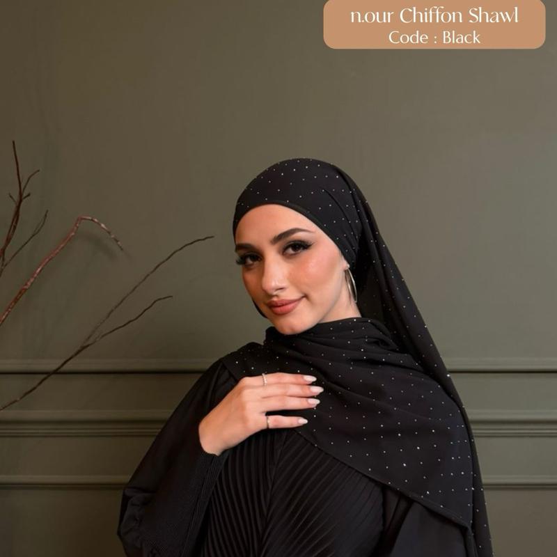 n.our Chiffon Silk Shawl stone and plain